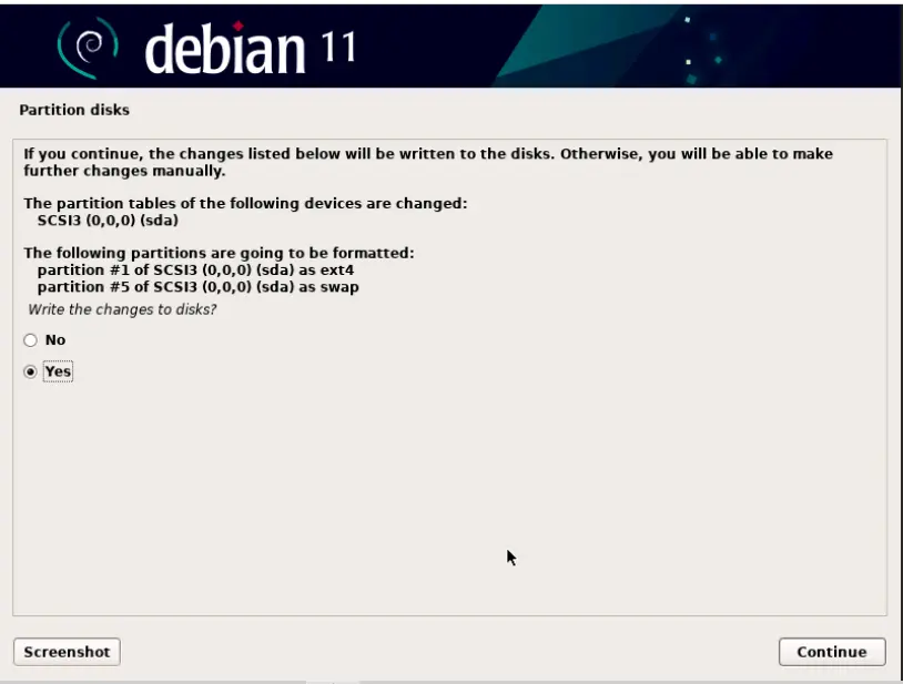 Write Changes to Disk on Debian