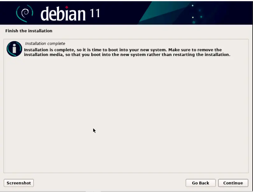 Installation of Debian 11 is Finish