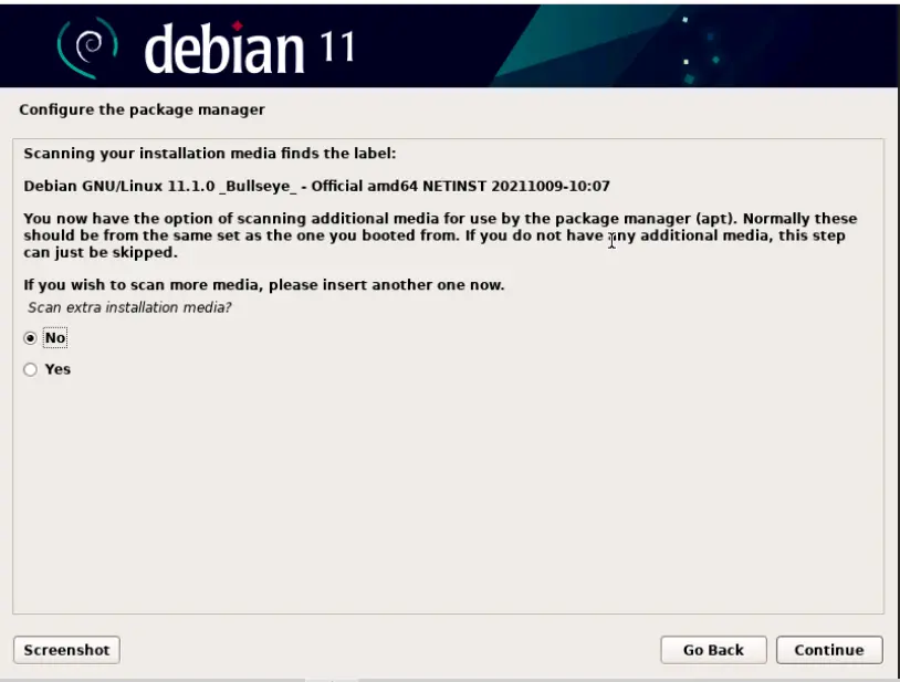 Debian Scan the Installation Media