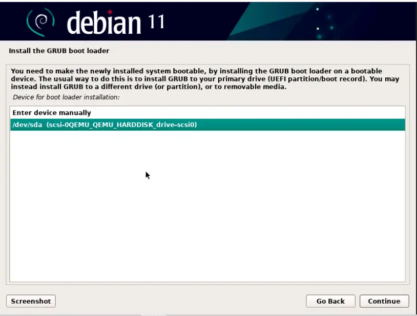 Debian Select Disk for Grub